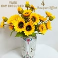 thumbnail image 2 of Ukeler 4 Bunches of Artificial Sunflowers Bouquets with Stems Silk Sunflowers Fake Yellow Flowers for Wedding Decor, Bride Holding Flowers,DIY Garden Craft Art Decor,Party Decor, Home Decoration, 2 of 9