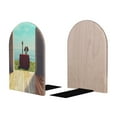 thumbnail image 2 of KLL Elehpant And A Giraffe Looking At The Sea Print Wood Book Ends for Shelves,1 Pair Wood Bookends Book Holder Stand Decorative, Book Stoppers for Heavy Duty Books CD File Video Games, 2 of 8
