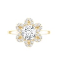 thumbnail image 4 of Rosec Jewels - Certified Moissanite Floral Engagement Ring, Moissanite Ring with Halo for Women, 18K Yellow Gold, US 6.50, 4 of 8