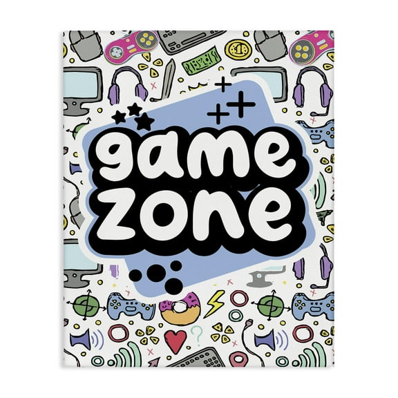 Stupell Industries Blue Game Zone Entertainment Painting Wrapped Canvas Art Print Wall Art, 16 x 20