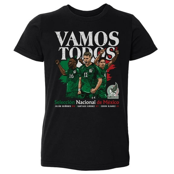 Toddler 500 Level Black Mexico National Team Vamos Todos Juli-n Qui-ones, Santiago Gim-nez & Edson -lvarez T-Shirt