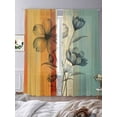 thumbnail image 3 of Floral Orange Sheer Curtains 84 Inch Length 2 Panels Set, Multicolor Striped Decadent Botanical Flower Voile Window Treatment Curtains Sheers Drapes for Bedroom/Living Room/Kitchen 52"x84"x2, 3 of 7