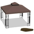 thumbnail image 2 of 10x10 Ft Gazebo Replacement Canopy Top - Double Tiered Outdoor Patio Shade Cover - UV Resistant Polyester Canopy - Brown, 2 of 7