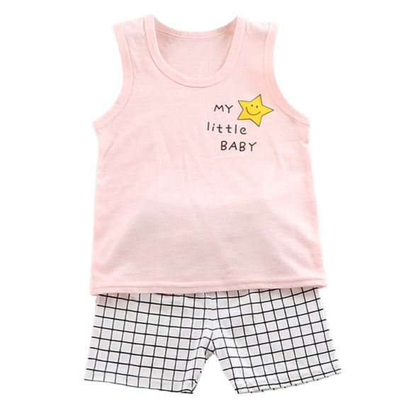 XZNPDUCQ Toddler Baby Boys Summer Outfits Short Sleeve Cartoon Print T-Shirt Tops & Elastic Shorts Sets 2Pcs Boys Cotton Summer Set Pajamas & Dailywear Set (3-4 Years,Pink)