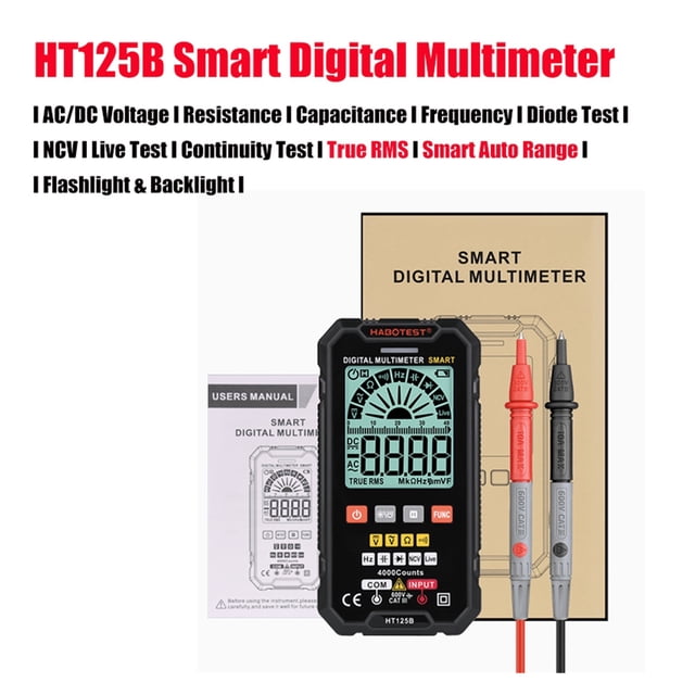 Digital Multimeter True RMS Ultra Thin AC DC NCV Voltmeter Auto Detect Resistance Capacitor Continuity Diode Tester ,High Efficiency
