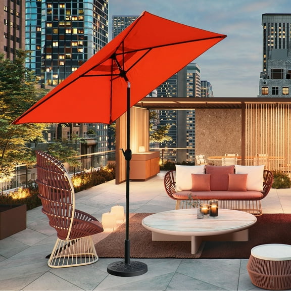 Davee Furniture 6.5 Ft Outdoor Patio Market Umbrella with Base - Orange