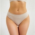 thumbnail image 4 of Ashirexll Womens Underwear Solid Color Mid Waist Soft Breathable Comfortable Thongs for Women Beige S, 4 of 4