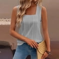 thumbnail image 6 of Summer Women's Wide Strap Square Neck Sleeveless Loose Fit Tank Top, Gray XL, 6 of 6