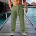 thumbnail image 2 of Men's Waffle Weave Casual Pants Baggy Color Block Multi Pocket Wide Leg Pants Army Green XXL, 2 of 7