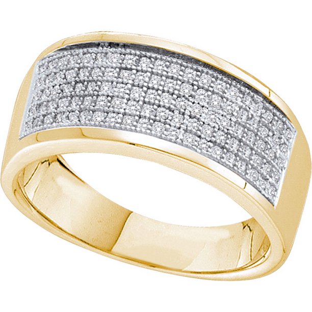 Mia's Collection 10k Yellow Gold Mens Round Diamond Micropave Wedding