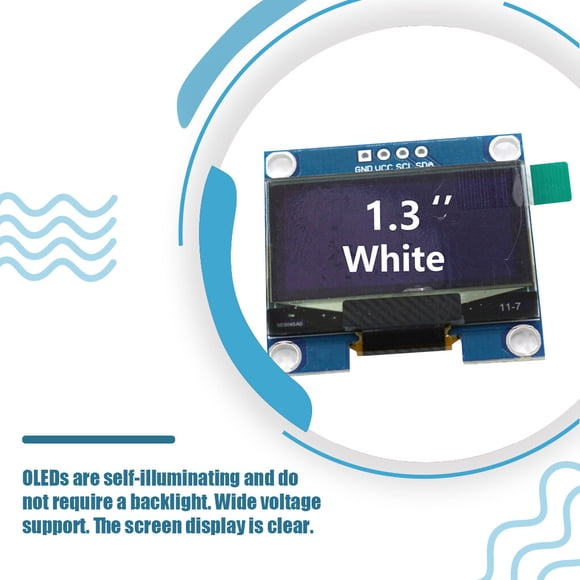 Langgg OLED Module 3.3V/5V 12C Interface Affichage Dispositif Auto-Éclairage Écran Stable Performance FR4 Tabletops Écrans LCD Blanc VCC