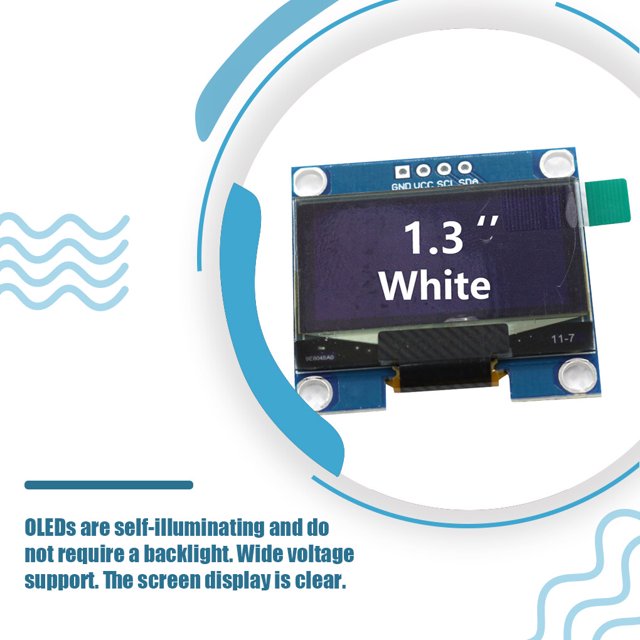 Langgg OLED Module 3.3V/5V 12C Interface Affichage Dispositif Auto-Éclairage Écran Stable Performance FR4 Tabletops Écrans LCD Blanc VCC