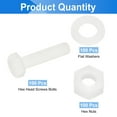 thumbnail image 3 of Uxcell 300 Pack/100 Sets Nylon Hex Bolts, M6 x 25mm Plastic Full Threaded Hex Head Screws Bolts and Nuts with Flat Washers for Machinery Electronics Industrial Accessories, White, 3 of 6