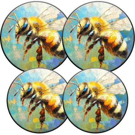 

Electric Stove Burner Covers 4 Pcs Round Gas Burner Cover 8 and 10 Inch Dynamic Bee in Splash of Colors