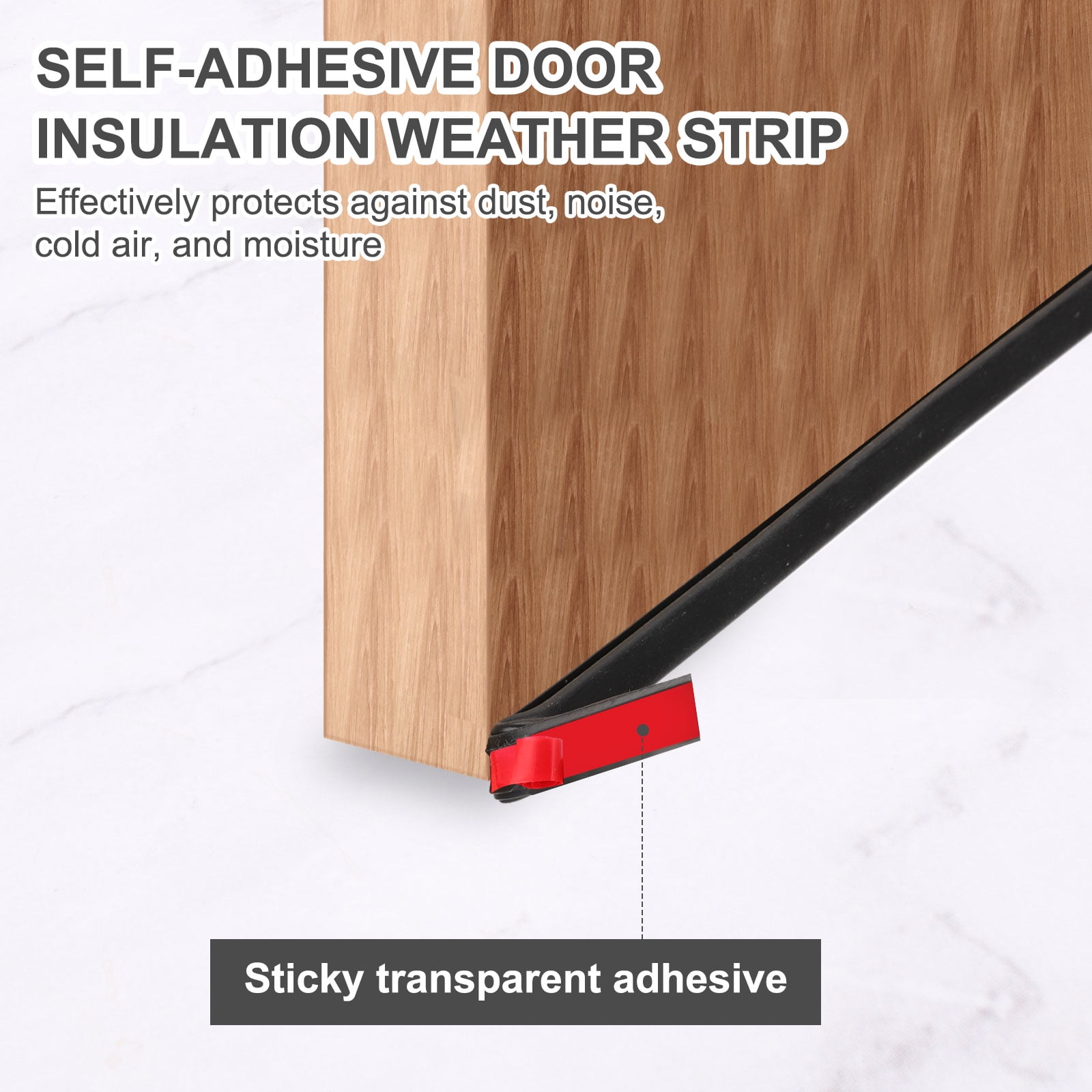 Rubber Weather Stripping Door Seal Strip 39 Feet, Self-Adhesive Door Insulation Weather Strip Brown