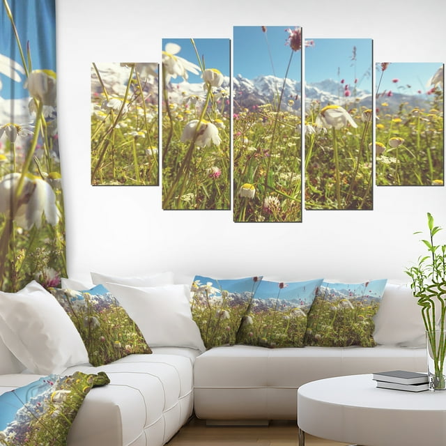 Blooming Mountain Meadow Flowers - Large Flower Canvas Art Print