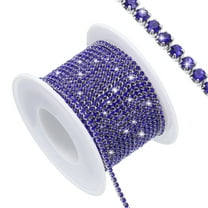 Uxcell 11 Yard Crystal Rhinestone Close Chain Trim, Crystal Rhinestone Diamond Strips, Blue Rhinestone with Silver Base