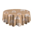 thumbnail image 5 of Brown Boho Bohemia Rainbow Hearts Pattern Round Tablecloth 60"x60",Wrinkle Wipeable Table Cloth for Kitchen Dining Room Picnic Patio Party, 5 of 6