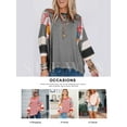 thumbnail image 6 of SHEWIN Womens Tops Spring Summer Boho Shirts Crew Neck Oversized Striped 3/4 Length Sleeve Patchwork Blouse Black Stripe, 6 of 6
