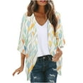 thumbnail image 2 of AGWOLF Womens Bathing Suit Cover Up 3/4 Sleeve Sheer Swimsuit Coverup Long Floral Print Beach Kimono Cardigan Summer Lightweight Chiffon Tops Multicolor,XL, 2 of 5