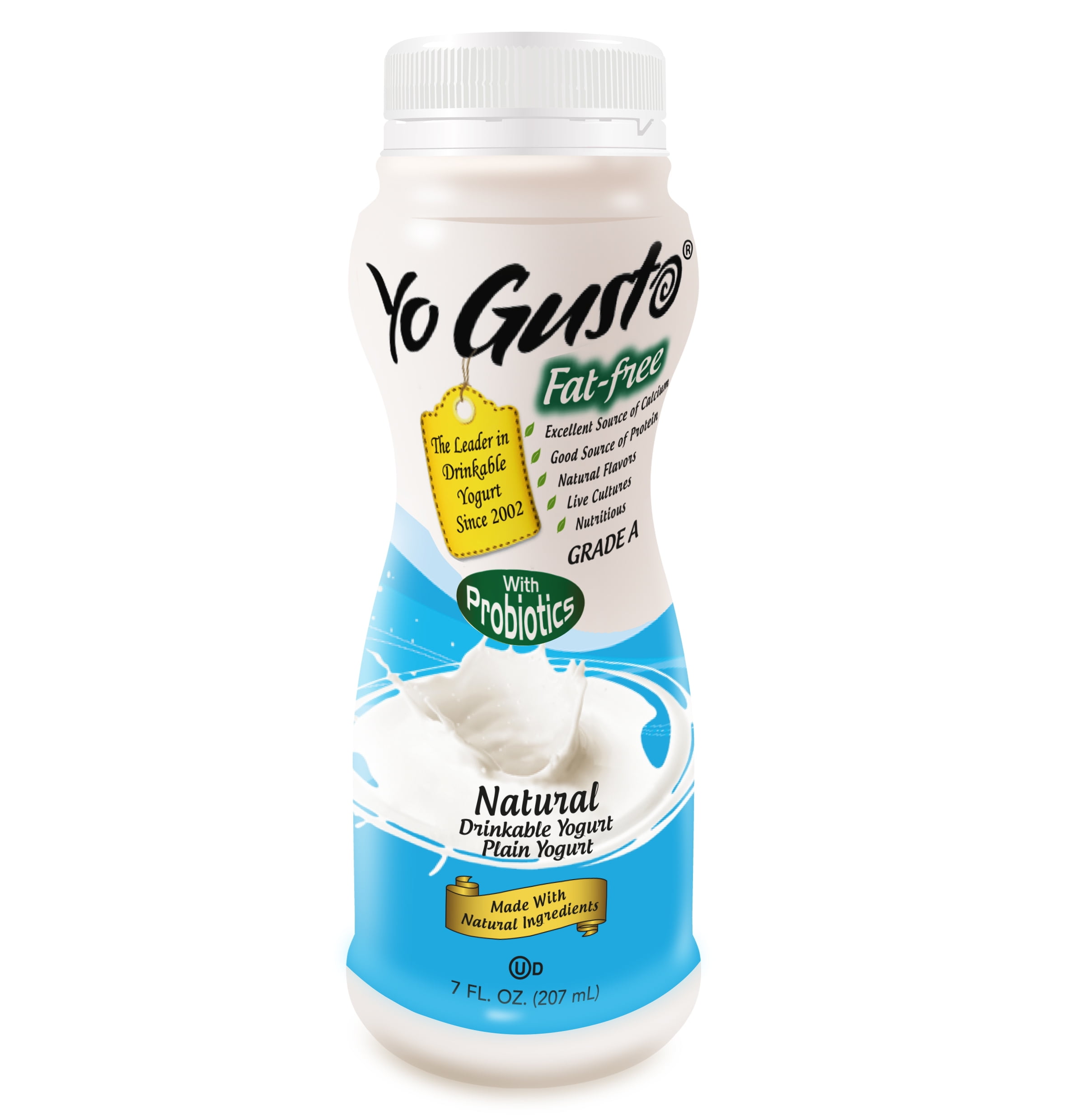 Yo Gusto Drinkable Yogurt, Plain, 7 fl oz