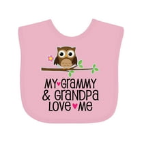 Inktastic Grammy and Grandpa Love Me Owl Girls Baby Bib