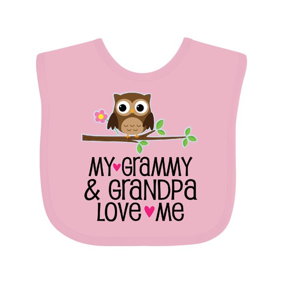 Inktastic Grammy and Grandpa Love Me Owl Girls Baby Bib