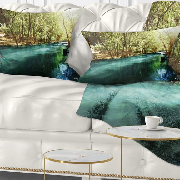 Designart 12" x 20" Green Polyester Throw Pillow