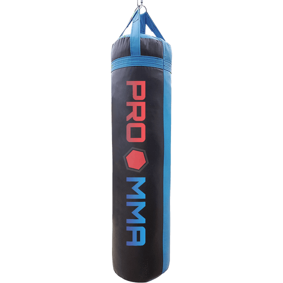 PRO MMA 5ft 100lb Heavy Boxing MMA Punching Bag Filled Special Edition(Black and Blue w/Blue Straps)