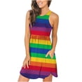 thumbnail image 1 of Vestidos lisos sueltos sin mangas para mujer Vestido corto informal con bolsillos Tie-Dye Rainbow Gradient Print Dress Pompotops ghjkhdj10436, 1 of 7