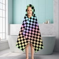 thumbnail image 6 of Gradient Color Checkered Pattern Hooded Bath Towel，50"x30" for Ages 3 To 12 Kids, Quick Dry Lightweight Soft Microfiber Hood Beach Towel Cover Up for Kids, 6 of 7