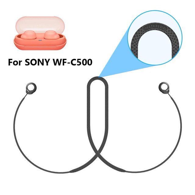 Correa de silicona antipérdida para auriculares para cable de cuello SONY WF-C500 (negro)