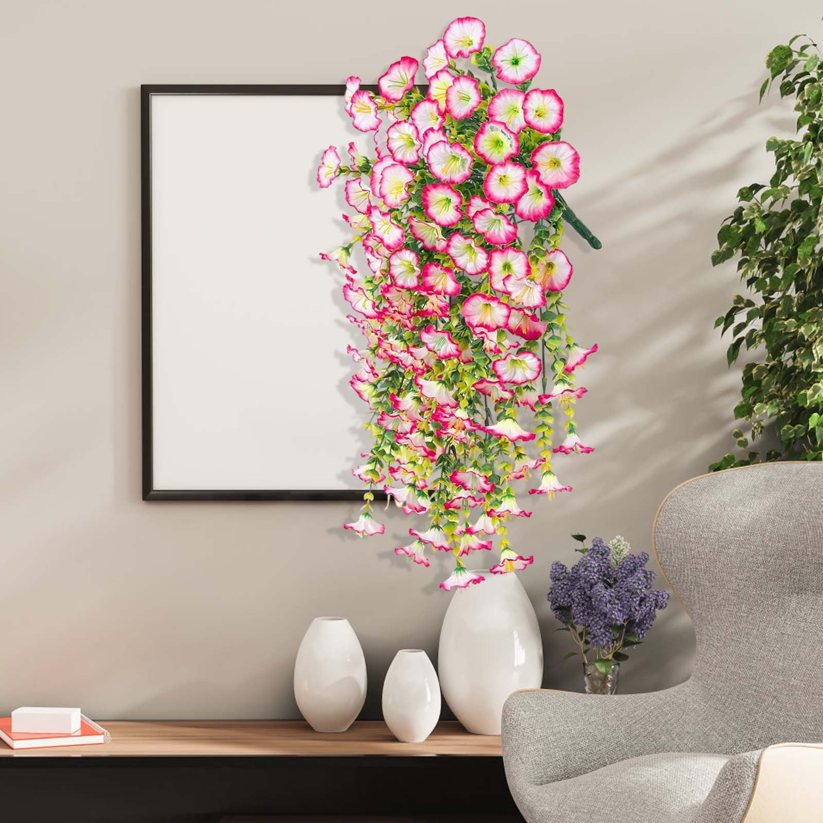 openpig Artificial Flowers for Outdoor Indoor Garden Home Decoration, 6PC Outdoor Garden Realistic Artificial And Morning Wall Hanging Vines