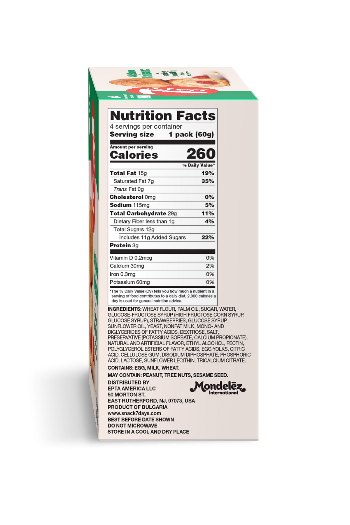 (4 pack) 7Days Soft Croissant, Strawberry Vanilla (4 Pack), On The Go Breakfast, Individually Wrapped (2.12oz, Pack of 4)