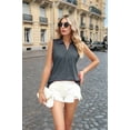 thumbnail image 3 of Sleeveless Tops for Women - Summer V Neck Casual Tank Tops Loose Solid Collar Shirts Grey XL, 3 of 8