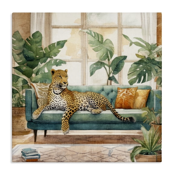 Stupell Industries Bohemian Leopard & House Plants Canvas Art, 17 x 17, by Kim Allen