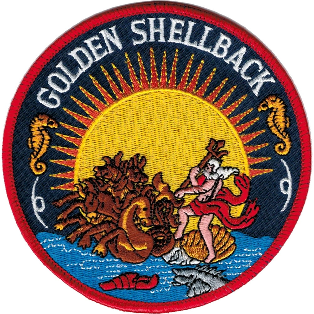 Golden Shellback IronOn Patch [Navy Blue 4.5"]
