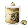 thumbnail image 3 of Occult Forest Piggy Bank, Misty Spot Deep down in the Woodlands Sunbeams, Ceramic Coin Bank Money Box for Cash Saving, 3.6" X 3.2", Pale Yellow Black, by Ambesonne, 3 of 4