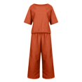 thumbnail image 3 of Pyhlmscde Lounge Sets for Women, Women's Fashionable Sports Casual Solid Color Jacket Sweatshirt Trousers Round Neck Suit, Two Piece Sets for Women Orange 4XL, 3 of 3