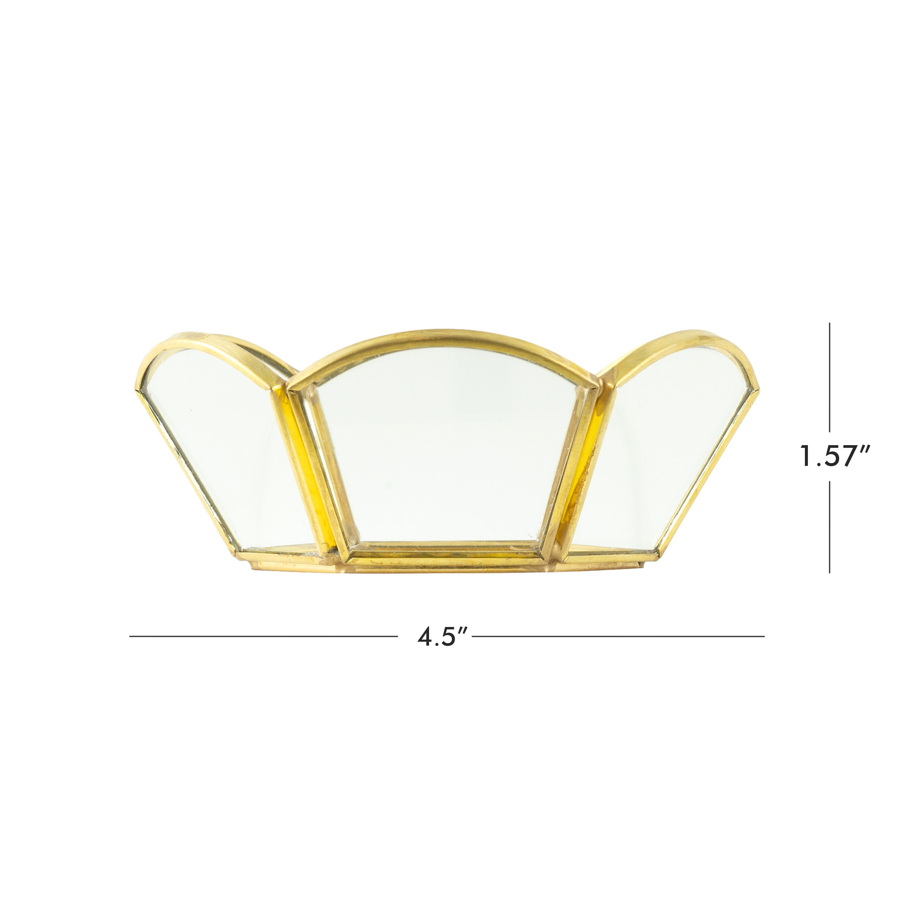 Brass and Glass Gold 4.4" Tabletop Trinket Tray with Decorative Petals - image 3 of 7