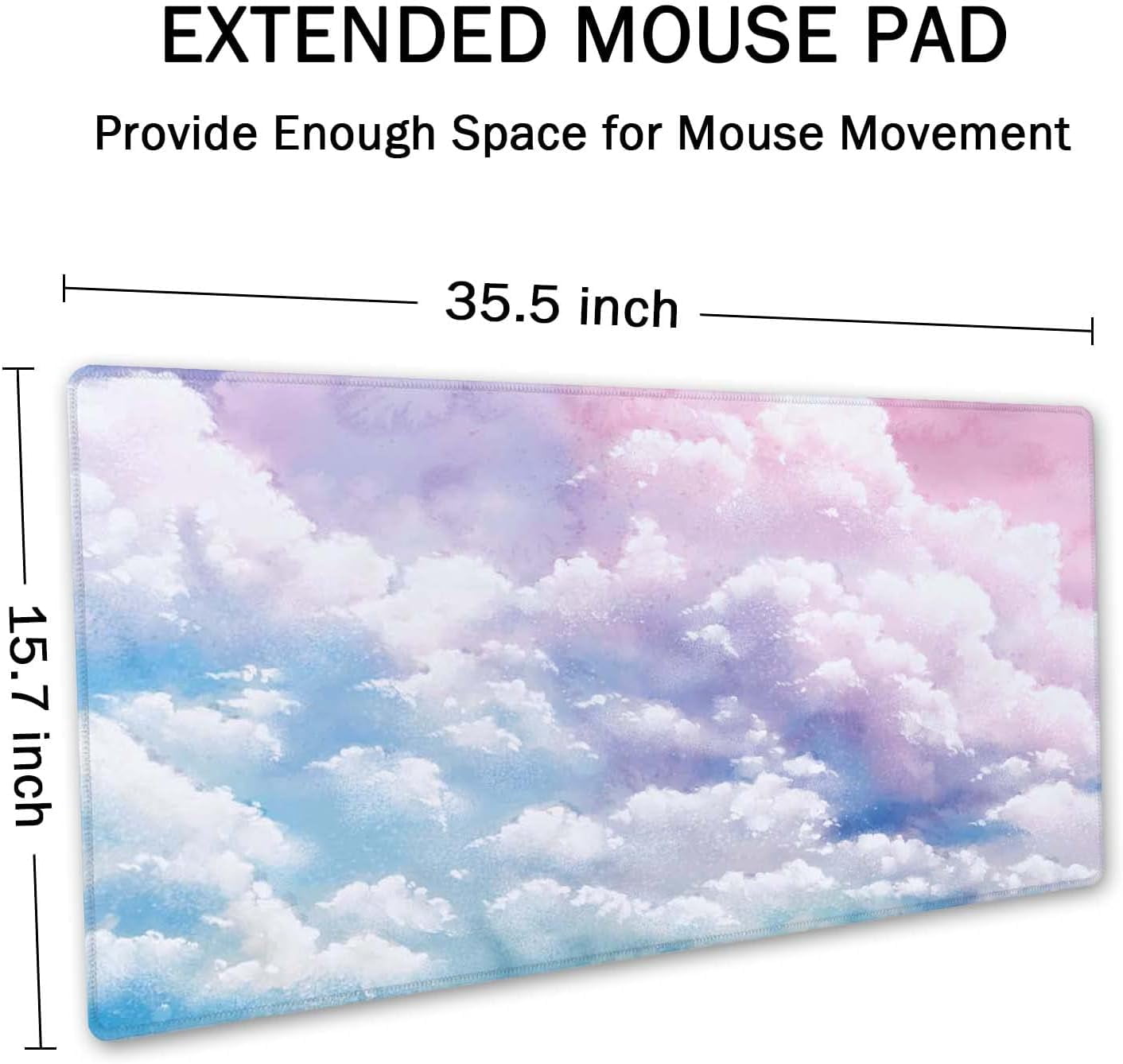 Cute Watercolor Pastel Sky Desk Mat, Cute Cloud Desk Mat, Cute Pink Sky Desk Pad, Sky Desk Mat, Desk Mat Cute, Extended Desk Mat, XXL Gaming Mouse Pad, Extended Mouse Pad, 35.5x15.7inch