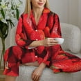 thumbnail image 6 of Uemuo Strawberry Red Pattern Womens Pajama Sets,PJ Set for Women,Pajamas for Women Logo,Long Sleeve Pajama Set for Women,Soft Long Sleeve Top With Pants-X-Large, 6 of 9