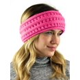 thumbnail image 3 of C.C Cable Knit Fuzzy Lined Ear Warmer Ponytail Pony Headband, Candy Pink, 3 of 3