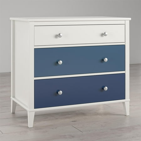Little Seeds Monarch Hill Poppy White 3 Drawer Dresser, Blue Drawers