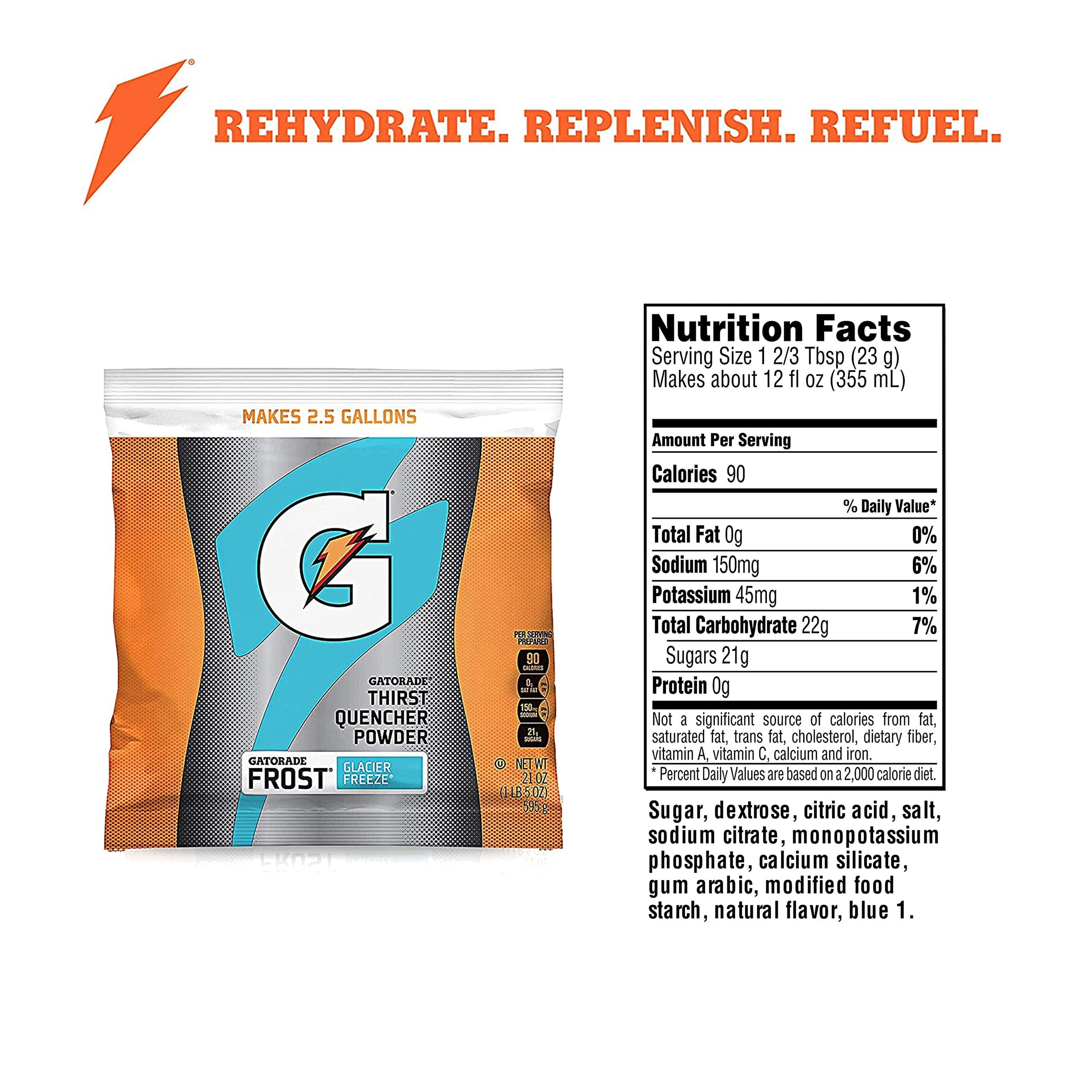 Gatorade Instant Powder, Glacier Freeze, 21 Ounce Pack of 32