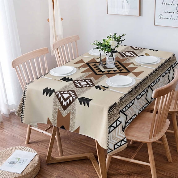 Southwest Tablecloth Rectangle Table Cloth 52x70 , Waterproof Tablecloth Outdoor Table Cloth, Brown Bohemian Abstract American Aztec Washable Table Cover for Kitchen Dining Party