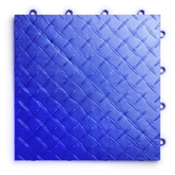 Big Floors RaceDeck Diamond Plate Design, Durable Interlocking Modular Garage Flooring Tile (12 Pack), Royal Blue