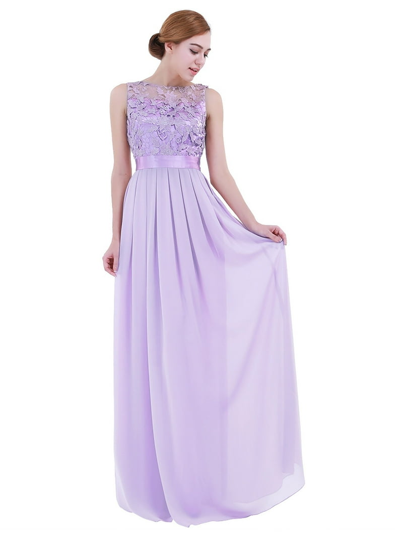 Liiyii Womens Floral Lace Sleeveless Chiffon Long Dress Wedding Bridesmaid Dress Cocktail Evening Party Dress Lavender 14 Liiyii Womens Floral Lace Sleeveless Chiffon Long Dress Wedding Bridesmaid Dress Cocktail Evening Party Dress Lavender 14