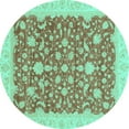 thumbnail image 1 of Ahgly Company Indoor Round Oriental Turquoise Blue Traditional Area Rugs, 8' Round, 1 of 4