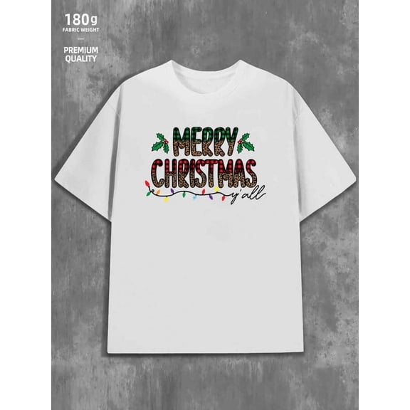 Merry Christmas T-Shirt mens Christmas 180G 100% Cotton white humor glitter Classic Unisex Shirt Crewneck tshirts Trendy Unisex Shirt Graphic tshirts Vintage Unisex Shirt Crewneck tshirts